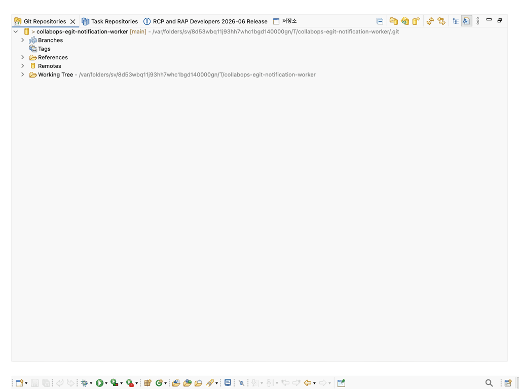 Git Repositories 뷰에 clone 된 저장소
