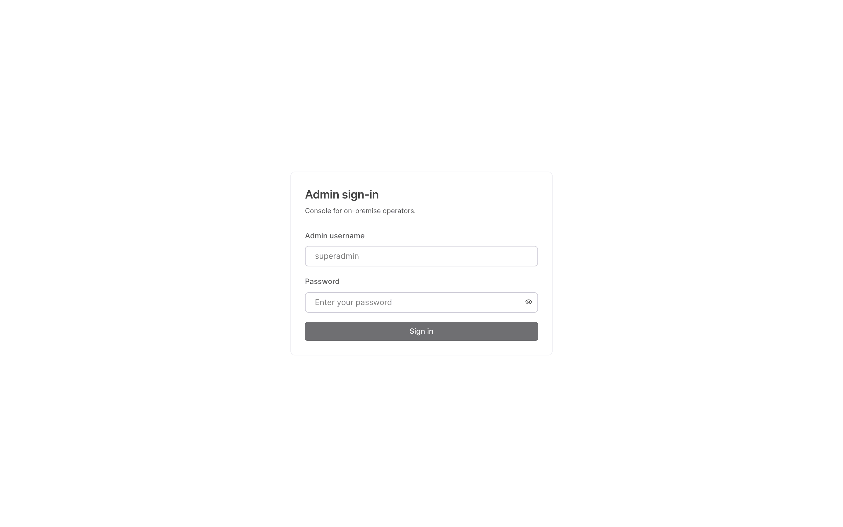 Operator Console sign-in screen