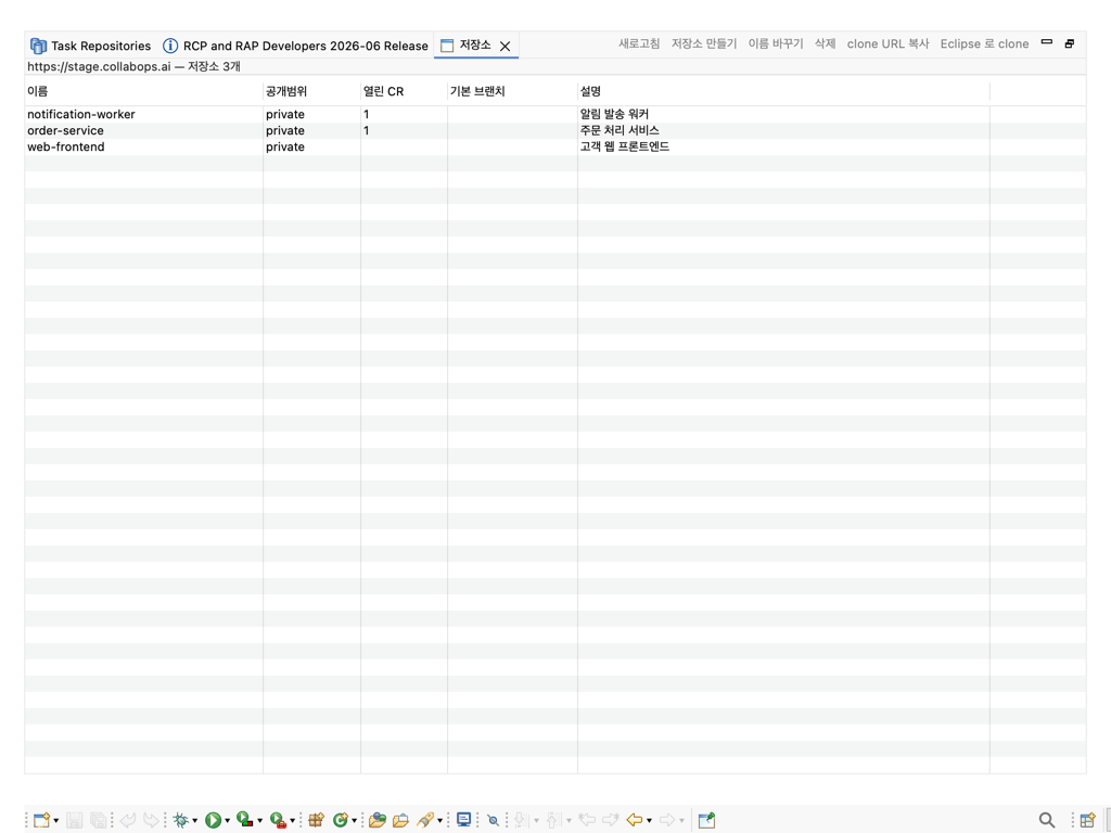Repository list view